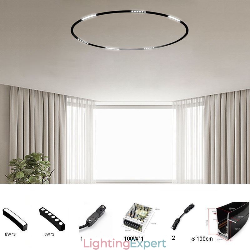 Circular Track Light Magnetic Recessed Spotlight Decorative Light 100cm