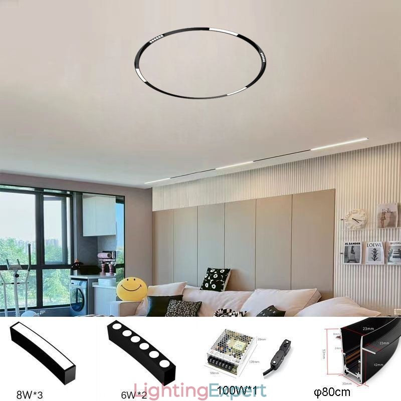 Circular Magnetic Track Light Recessed Spotlight Decorative Light 80cm