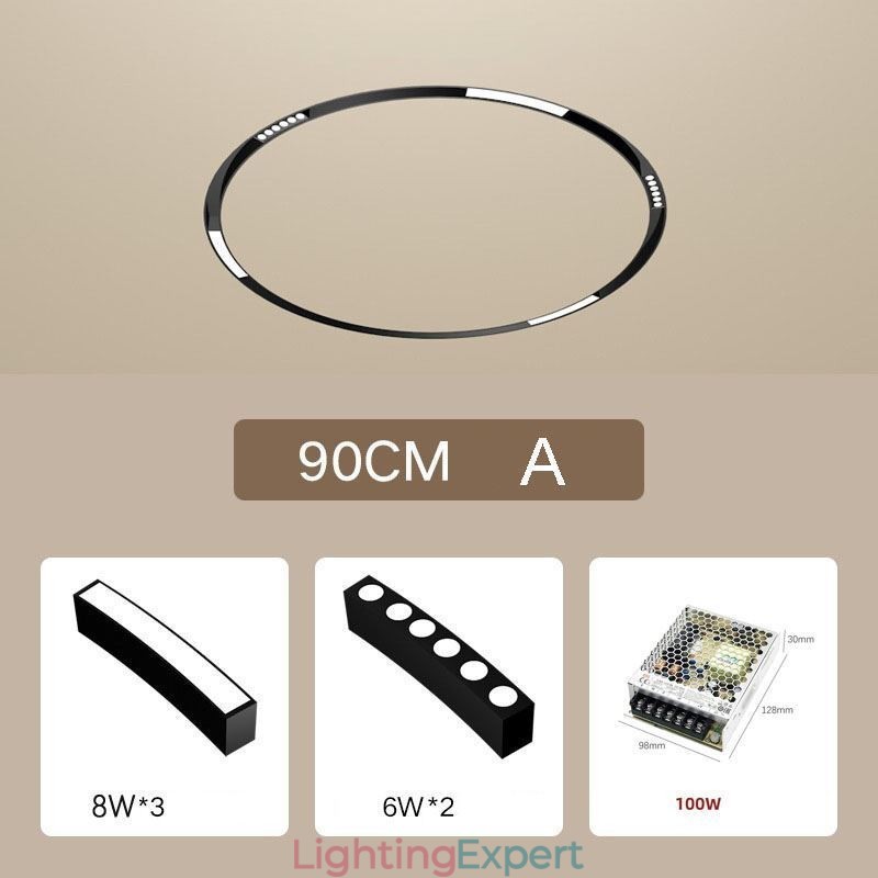 Circular Magnetic Track Light Recessed Spotlight Decorative Light 80cm
