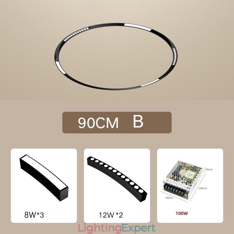Circular Magnetic Track Light Recessed Spotlight Decorative Light 80cm