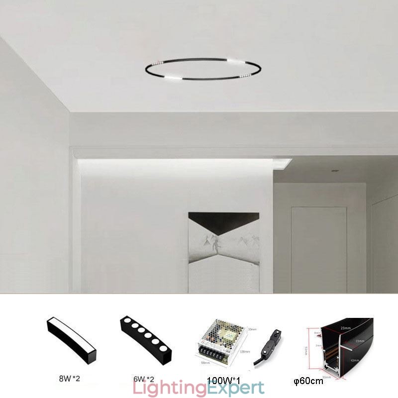 Circular Track Light Magnetic Recessed Spotlight Decorative Light 60cm