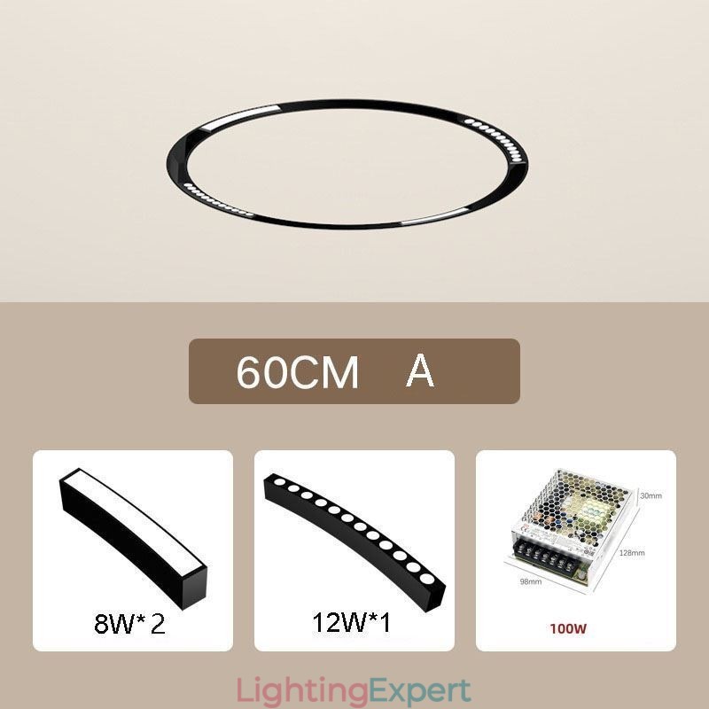 Circular Track Light Magnetic Recessed Spotlight Decorative Light 60cm