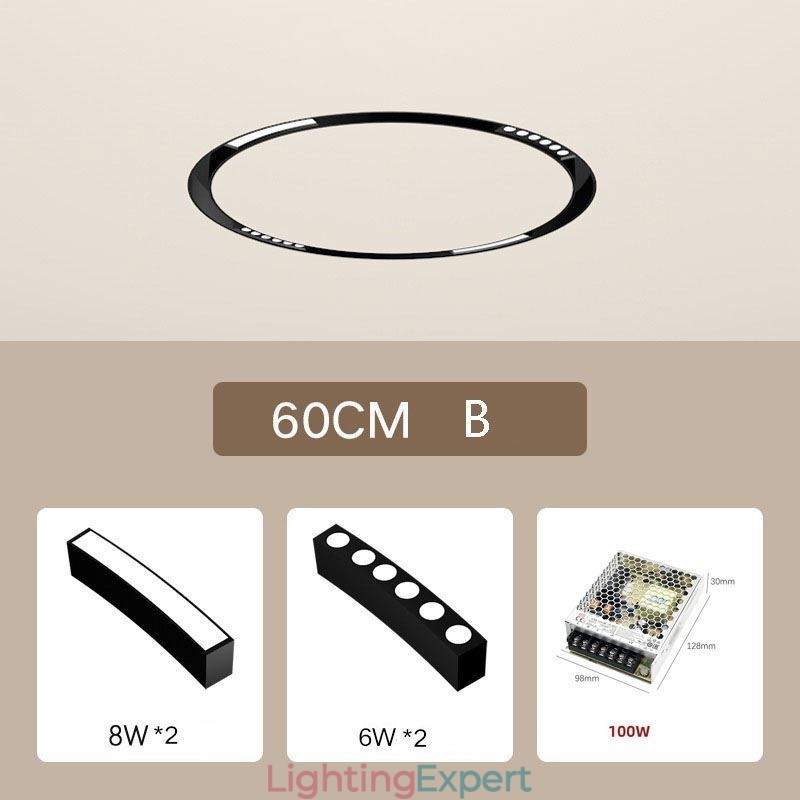 Circular Track Light Magnetic Recessed Spotlight Decorative Light 60cm