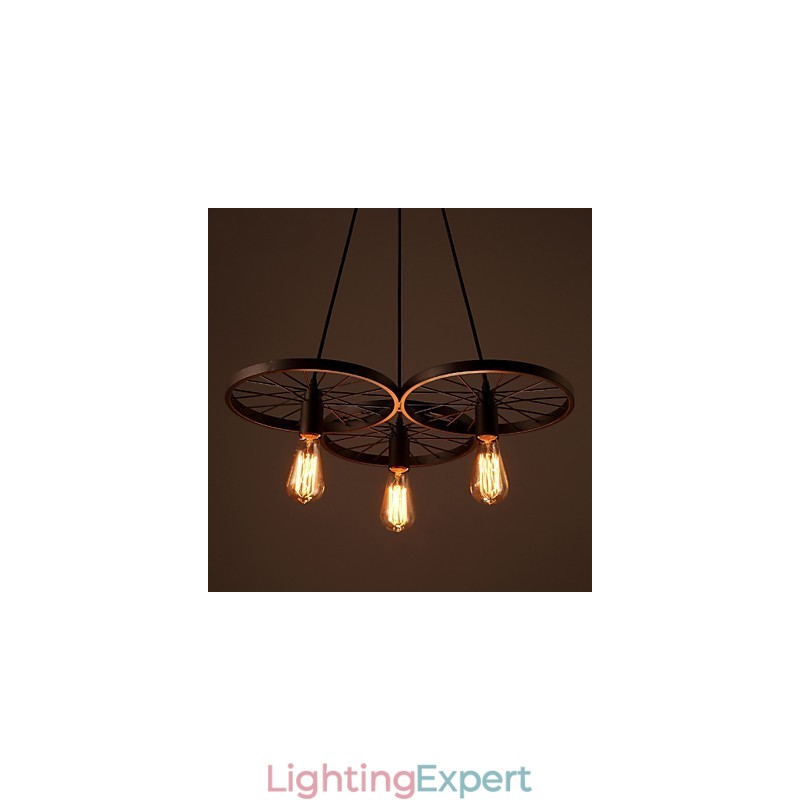 Loft Retro Pendant Lamps American country wrought iron Chandelier industrial style wheels