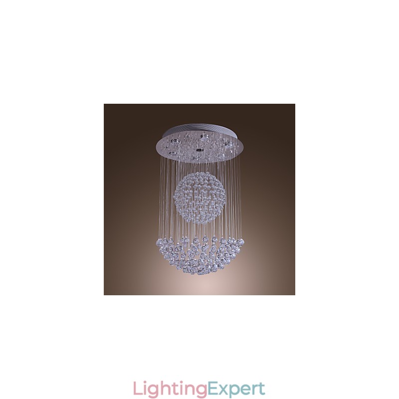 Modern Contemporary Crystal Chrome Chandelier Flush Mount