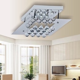 Modern Contemporary Crystal Electroplated Metal Flush Mount