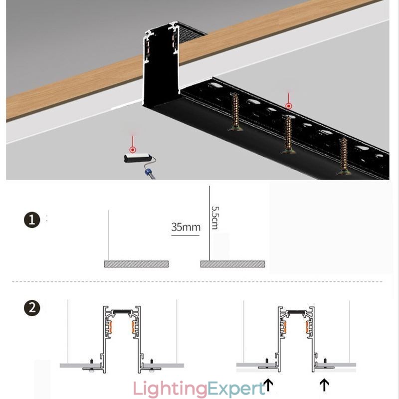 Recessed Track Lighting Rails Magnetic Aluminum Track Surface Profile Ultra Thin Track Light Strip 100cm