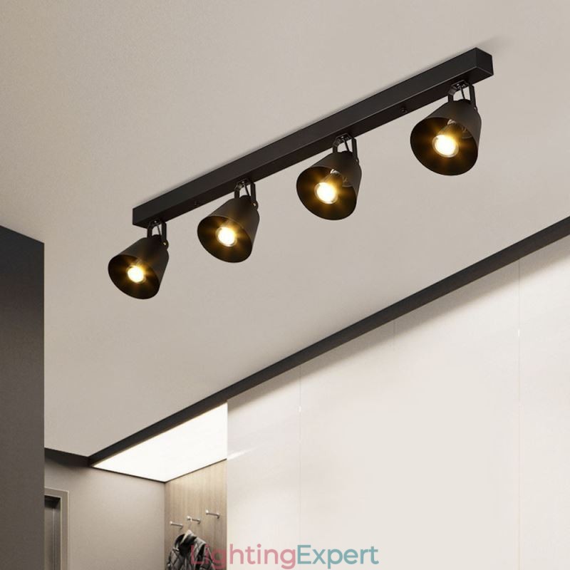 Rustic Vintage Spotlight Industrial Iron Track Lighting