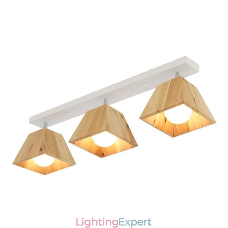 Nordic Wooden Spotlight Four Prism Rotatable Ceiling Spotlight