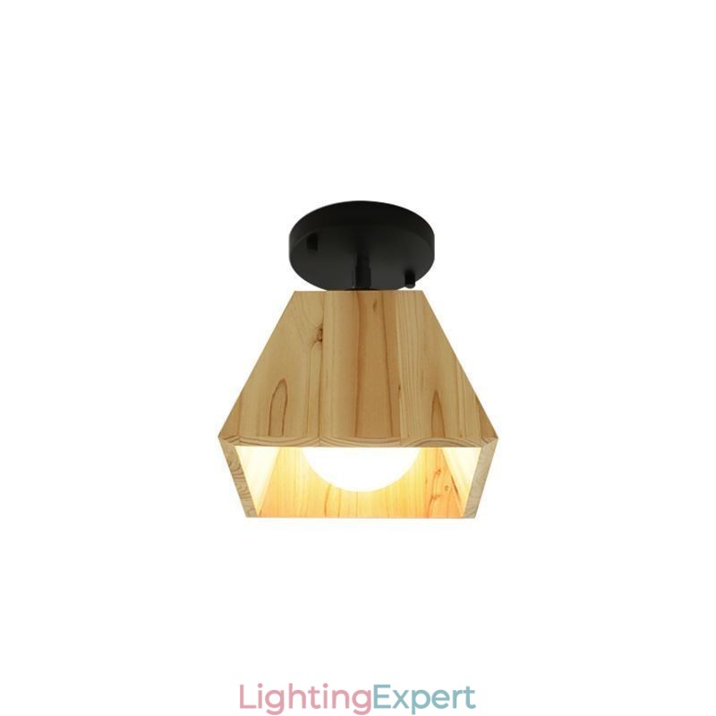 Nordic Wooden Spotlight Four Prism Rotatable Ceiling Spotlight