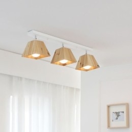 Nordic Wooden Spotlight Four Prism Rotatable Ceiling Spotlight