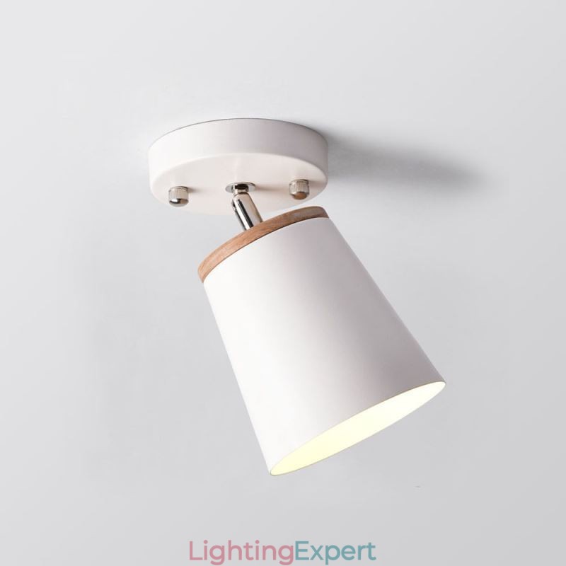 Nordic Iron Spotlight Wooden Simple Ceiling Light(Single Light)