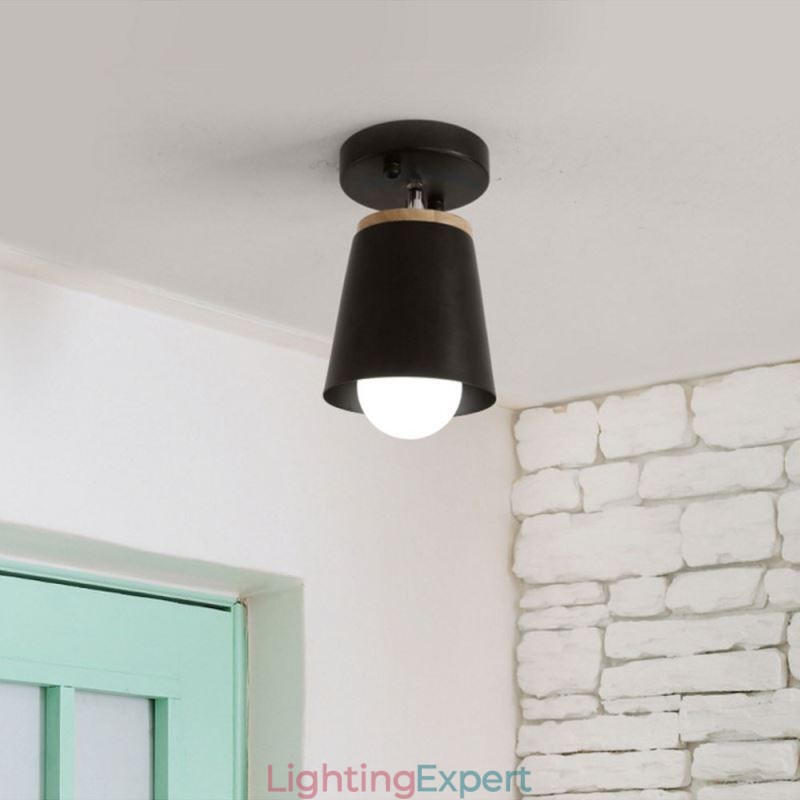 Nordic Iron Spotlight Wooden Simple Ceiling Light(Single Light)