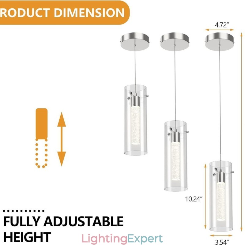 3 Light Artistic Pendant Light with Glass Shades G4 Bulb Base