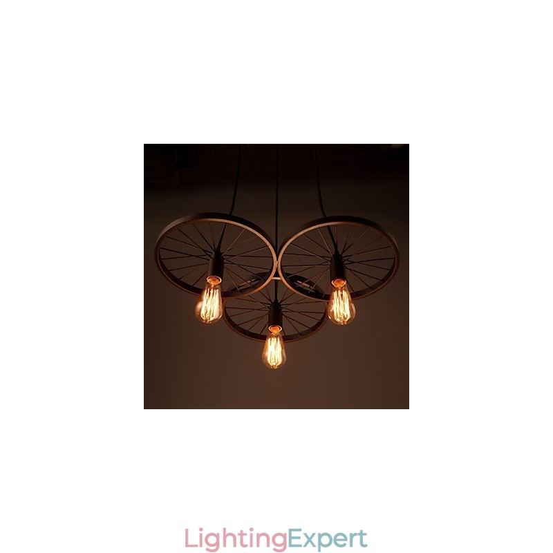 Loft Retro Pendant Lamps American country wrought iron Chandelier industrial style wheels