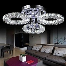 Modern Contemporary Crystal Chrome Metal Flush Mount