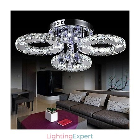 Modern Contemporary Crystal Chrome Metal Flush Mount