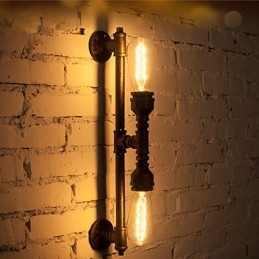 Wroguht Iron Water Pipe Wall Lamp Vintage Aisle Lights Loft Iron Wall Lamp Edison Incandescent Light Bulb FJ DB2 046A0