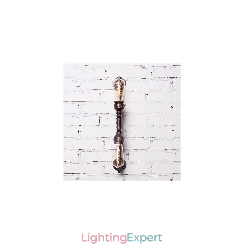 Wroguht Iron Water Pipe Wall Lamp Vintage Aisle Lights Loft Iron Wall Lamp Edison Incandescent Light Bulb FJ DB2 046A0