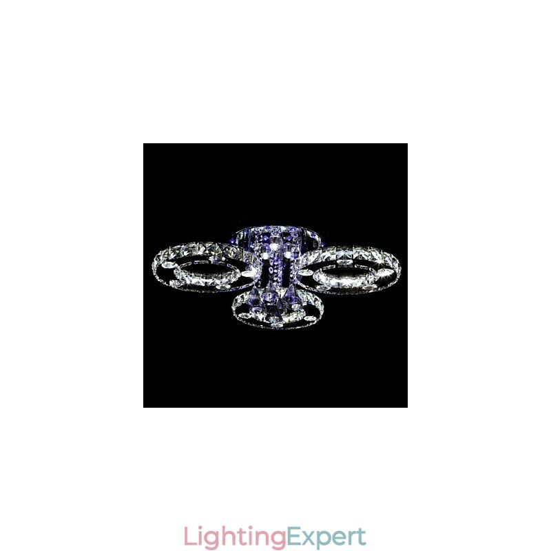 Modern Contemporary Crystal Chrome Metal Flush Mount
