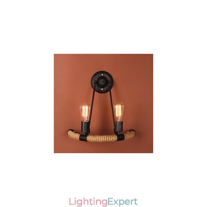 Contracted Balcony Stair Lamp Semicircle Hemp Rope Wall Lamp