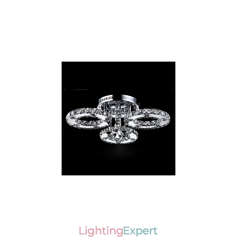 Modern Contemporary Crystal Chrome Metal Flush Mount