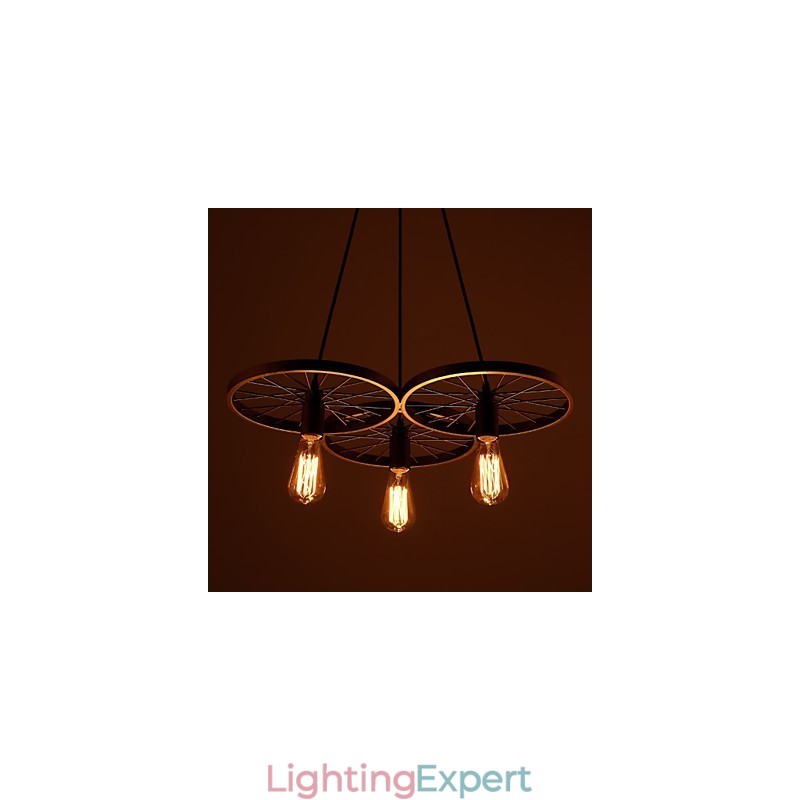 Loft Retro Pendant Lamps American country wrought iron Chandelier industrial style wheels