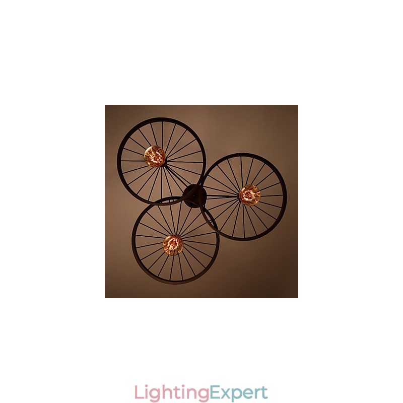 Loft Retro Pendant Lamps American country wrought iron Chandelier industrial style wheels