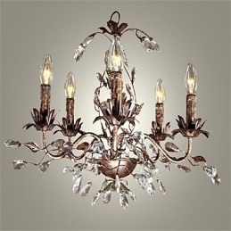 Vintage Candle Style Antique Brass Metal Chandelier