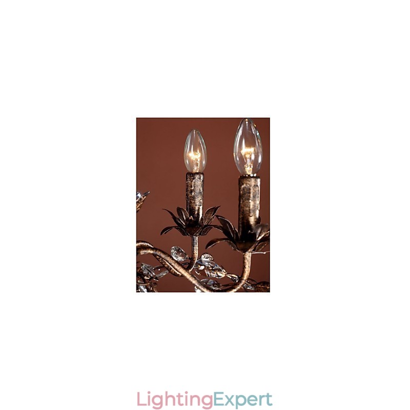 Vintage Candle Style Antique Brass Metal Chandelier