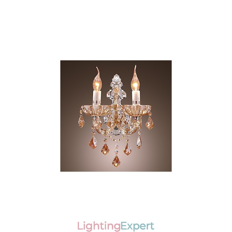 Elegant Crystal Wall Light with 2 Lights