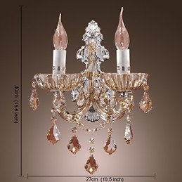 Elegant Crystal Wall Light with 2 Lights