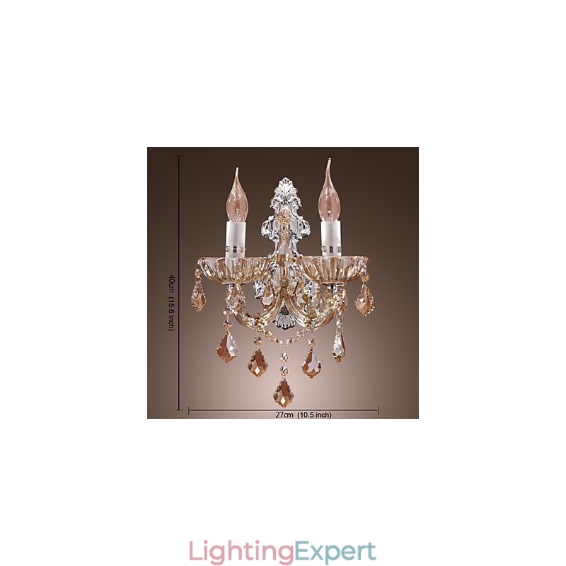 Elegant Crystal Wall Light with 2 Lights