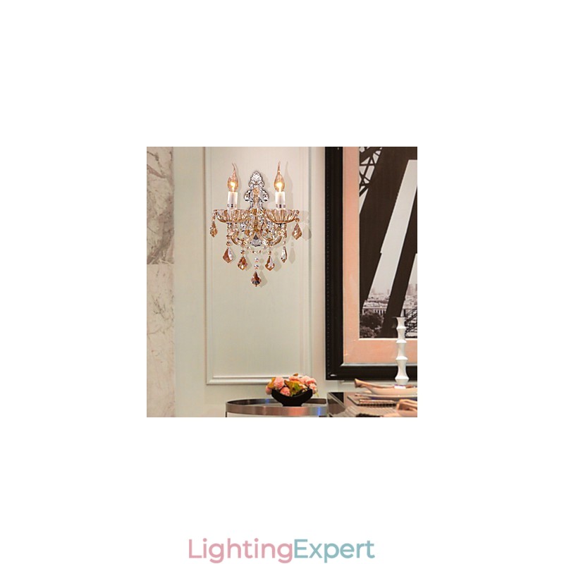 Elegant Crystal Wall Light with 2 Lights