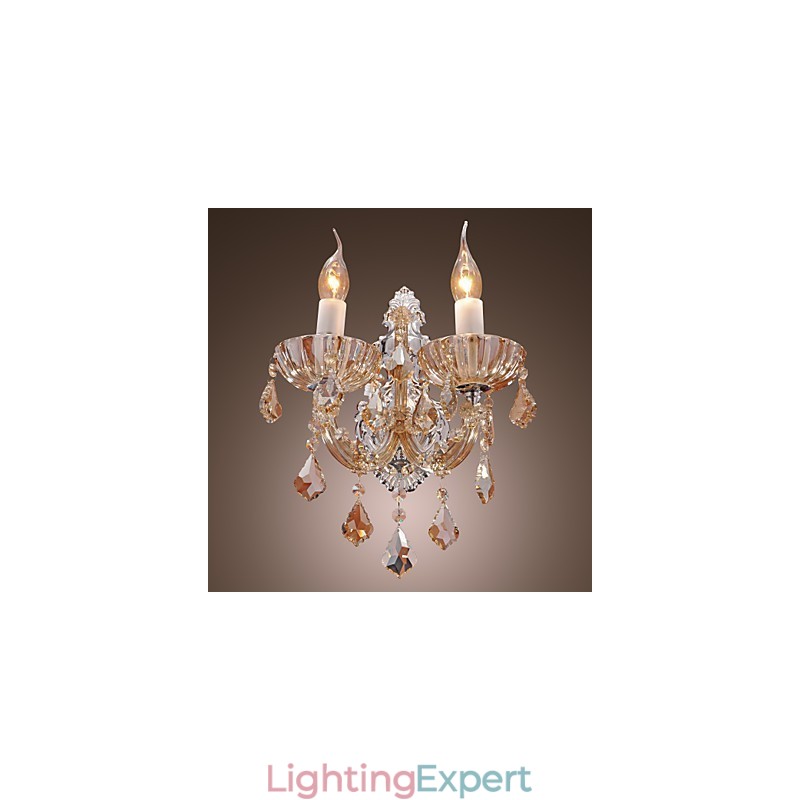 Elegant Crystal Wall Light with 2 Lights