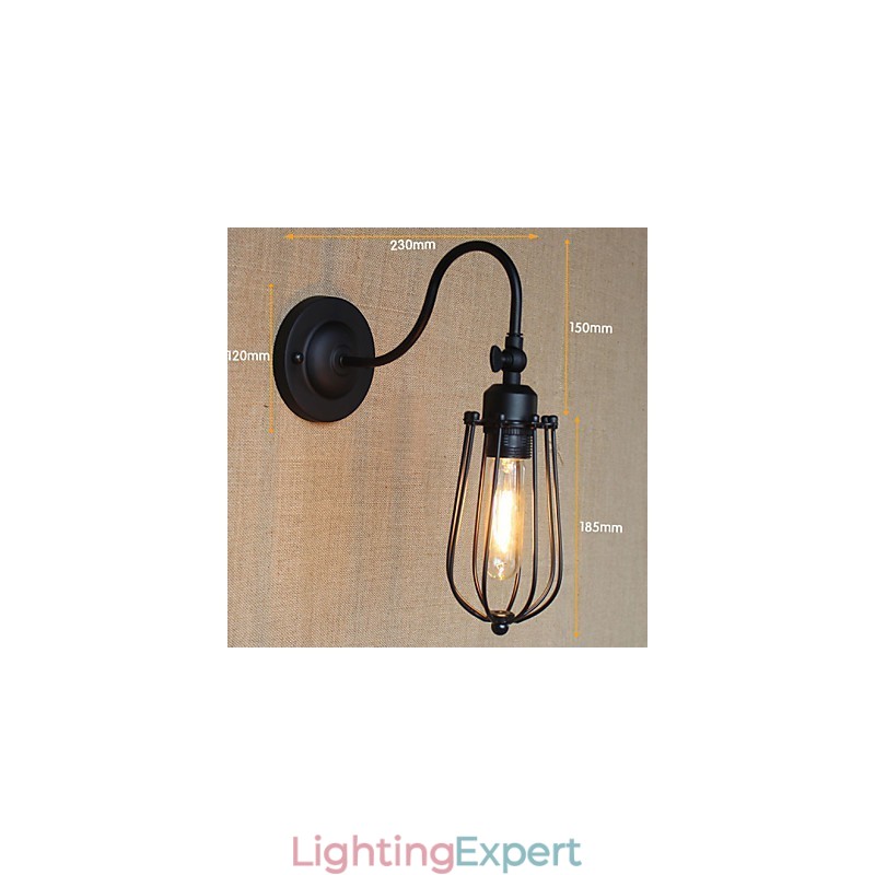 American Country Living Room Lamp Bedroom Balcony Minimalist Matte Black Bedside Lamp Decorative Art Wall