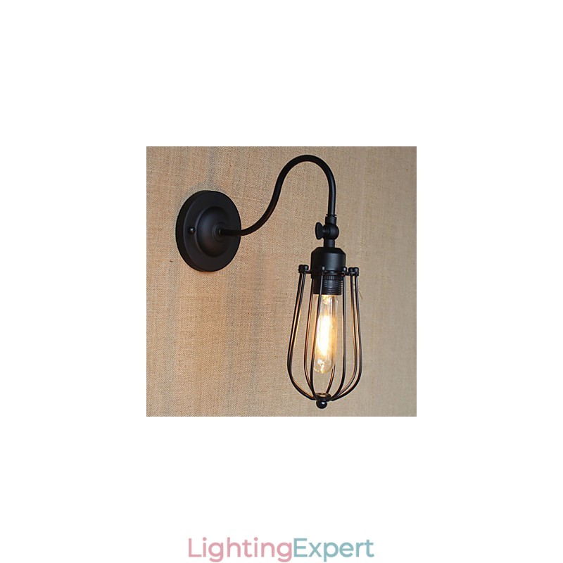 American Country Living Room Lamp Bedroom Balcony Minimalist Matte Black Bedside Lamp Decorative Art Wall