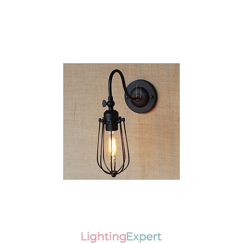 American Country Living Room Lamp Bedroom Balcony Minimalist Matte Black Bedside Lamp Decorative Art Wall