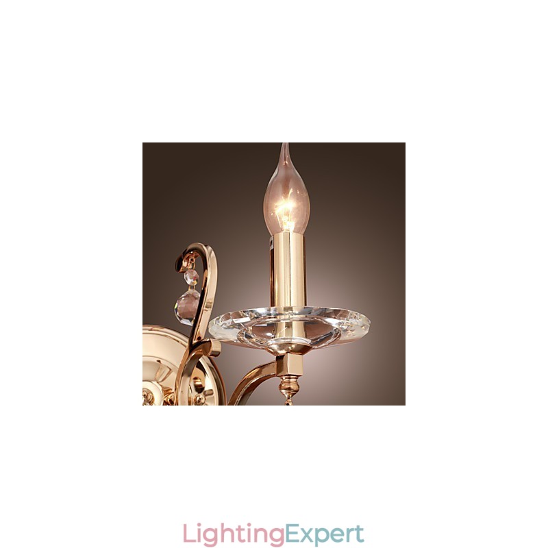 Golden Crystal Wall Light with 2 Lights