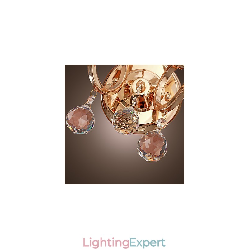 Golden Crystal Wall Light with 2 Lights