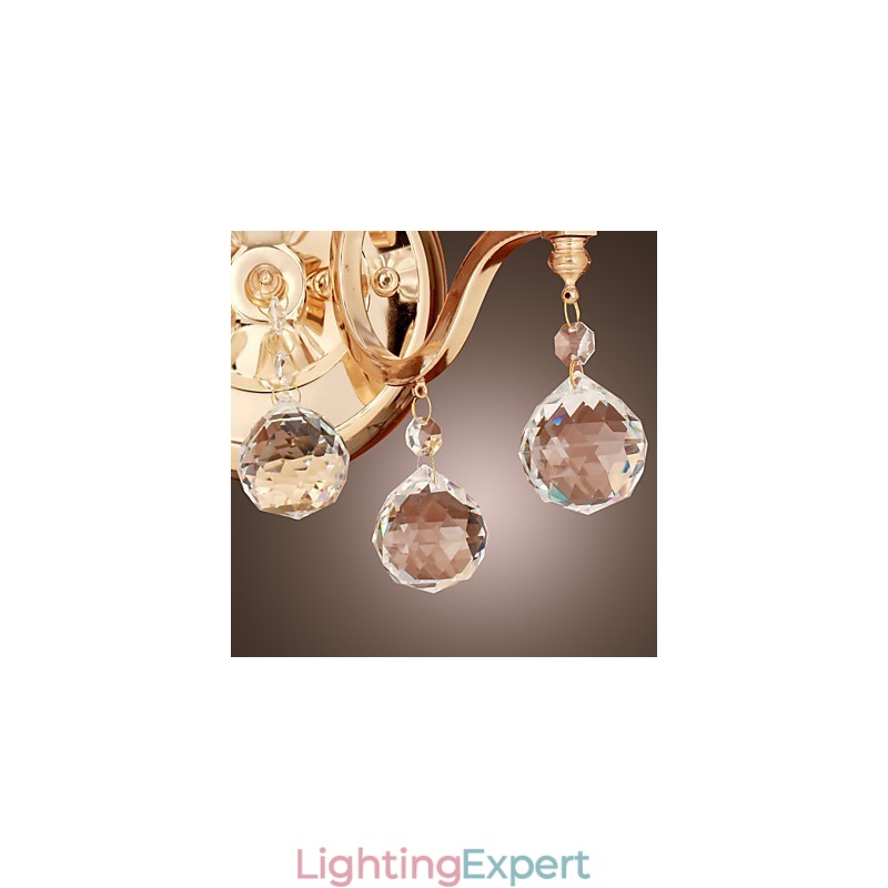 Golden Crystal Wall Light with 2 Lights