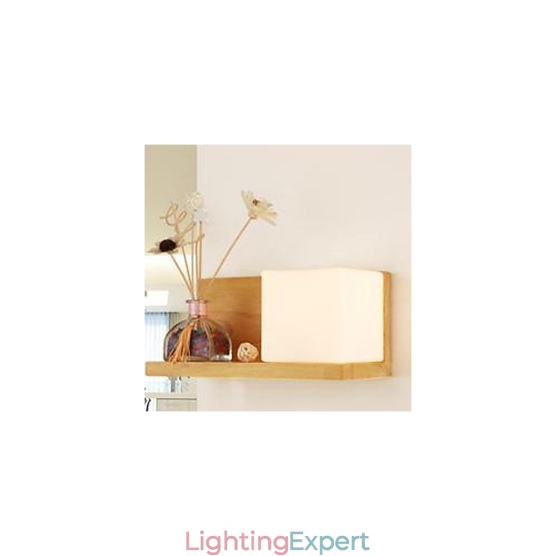 Creative Contemporary And Contracted Solid Wood Glass Wall Lamp