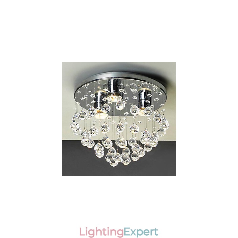 Modern Contemporary Crystal Mini Style Electroplated Flush Mount