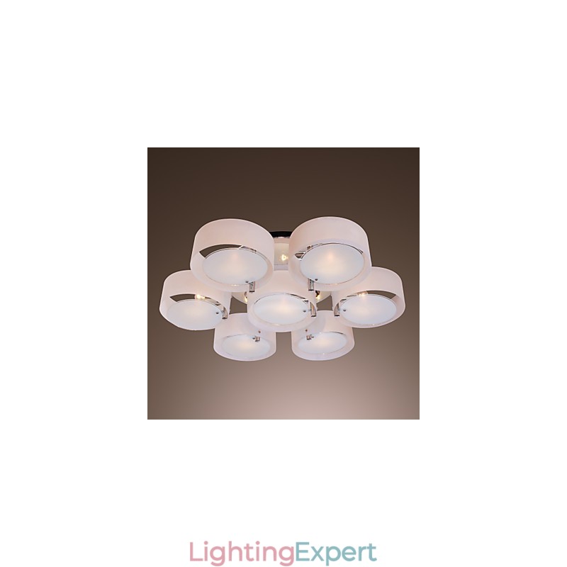 Modern Contemporary Chrome Metal Chandelier Flush Mount