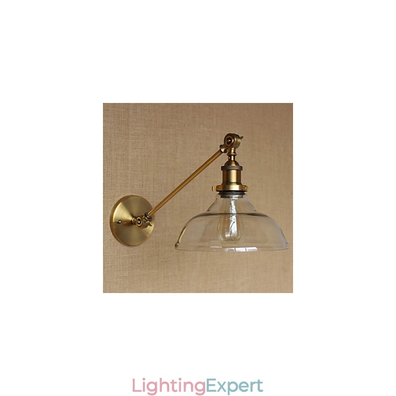 The Iron Glass Bronze Brass Arm Style Retro Creative American Country Hall Bedroom Wall Lamp