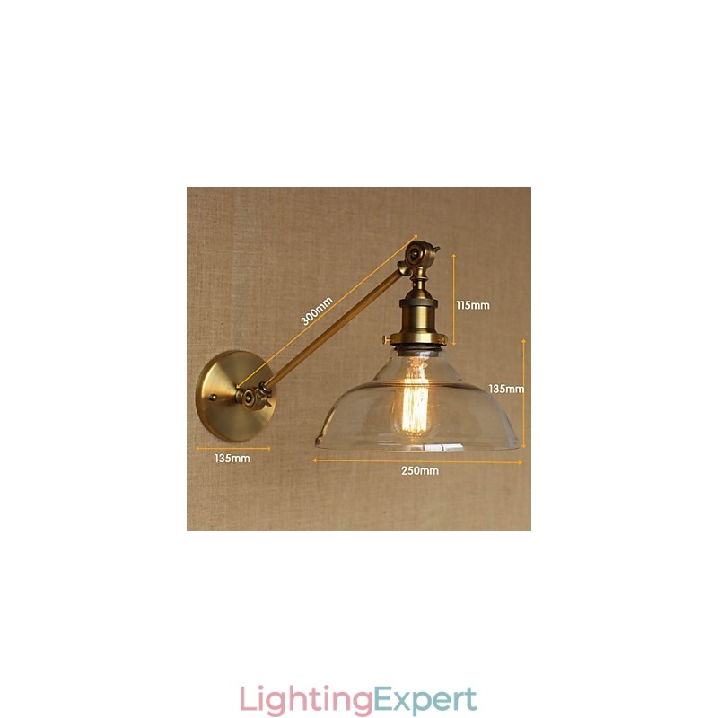 The Iron Glass Bronze Brass Arm Style Retro Creative American Country Hall Bedroom Wall Lamp