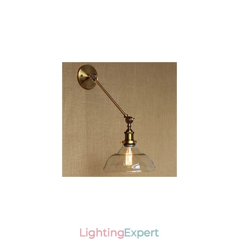 The Iron Glass Bronze Brass Arm Style Retro Creative American Country Hall Bedroom Wall Lamp