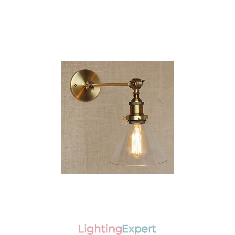 The Iron Glass Bronze Brass Arm Style Retro Creative American Country Hall Bedroom Wall Lamp