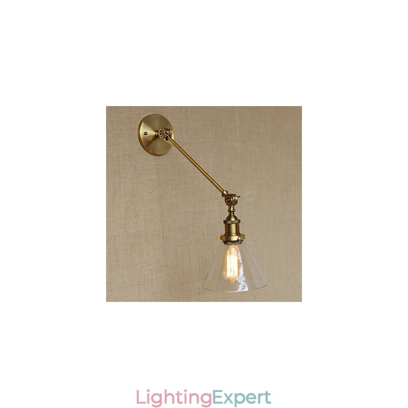 The Iron Glass Bronze Brass Arm Style Retro Creative American Country Hall Bedroom Wall Lamp