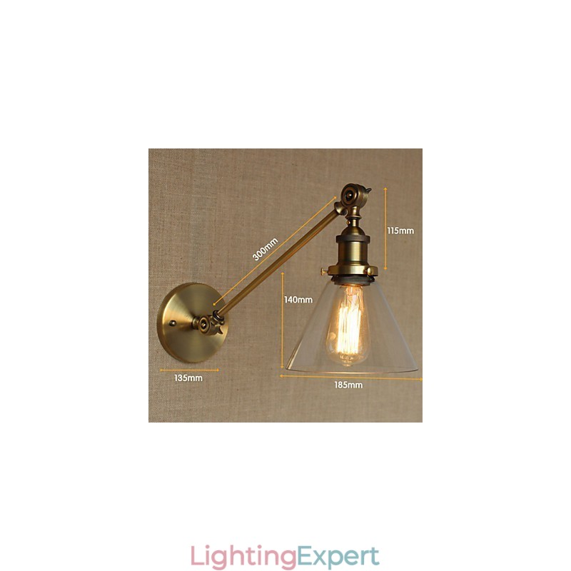 The Iron Glass Bronze Brass Arm Style Retro Creative American Country Hall Bedroom Wall Lamp